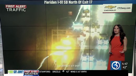 Vehicle goes down embankment on I-91 in Meriden, right lane closed