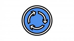 roundabout road sign color icon animation