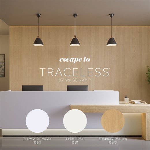 Wilsonart on Instagram: "Ultra-matte, ultra-luxe woodgrains like Sesame Velvet Elm offer the beauty of nature, elevated by the technology of touch. Meet eclectic comfort and warmth, made modern and soothing. Discover why matte matters — explore all of the TRACELESS designs. #wilsonart #traceless #interiordesign Designs featured: Snow White Velvet 15501, Linen Velvet 15511, Sesame Velvet Elm 15603"