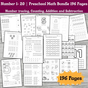 Preschool & Kindergarten Math Mega Bundle: Numbers 1-20, Addition, Subtraction