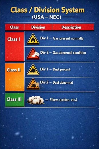Hazardous Area Classification (NEC) | Class & Division Explained | Class I, II, III Made Simple