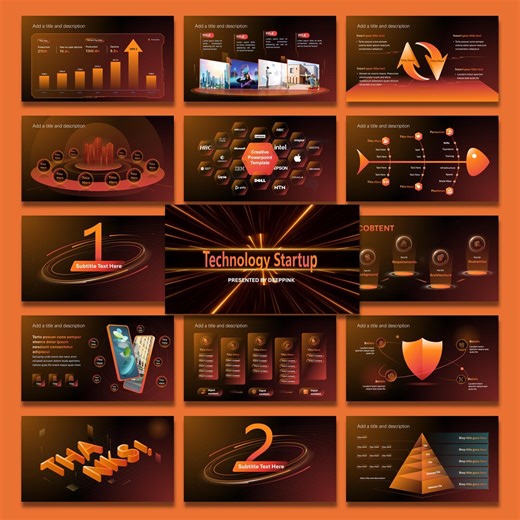 Futuristic Animated Tech Presentation Template | Technology Business PPT | Powerpoint Transition Slides|animated Infographics - Etsy