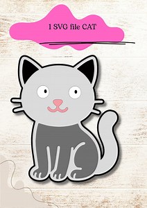 Cute Cat SVG | Cat Outline Cutting File for Cricut & Silhouette | Kitty Line Art Clipart - Etsy