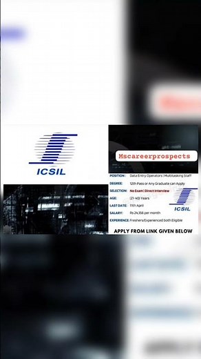 ICSIL Recruitment 2026 for Data Entry Operators | MTS | Apply Online
