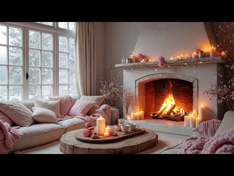Dreamy Winter Cabin Escape 💖🔥 Warm Fireplace & Gentle Candlelight | Love Ambience