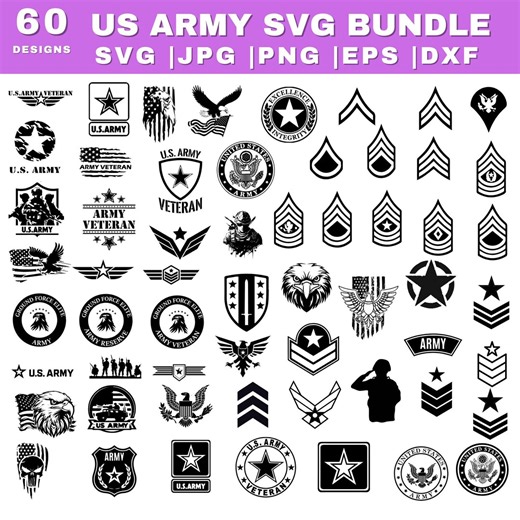 US Army SVG Bundle, Military Insignia Svg, Army Veteran Symbols Svg , Patriotic Wall Art, US Army Logo Clipart, Digital Download - Etsy