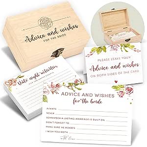 STOFINITY Advice For The Bride Cards - 50 Pcs Wedding Advice Cards For Bridal Shower Decorations, Marriage Advice And Wishes Cards For Engagement Party Games, Advice Box For Wedding Shower Decor