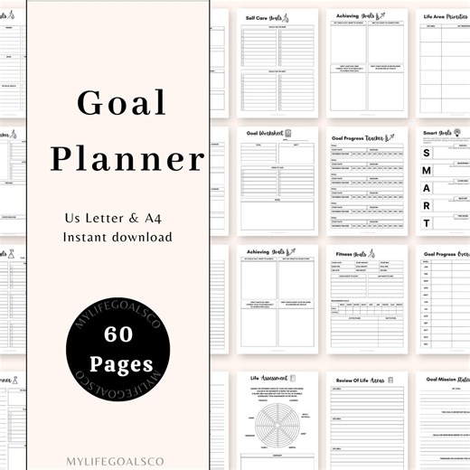 Goal Planner Printable Goal Planning Planner, Goal Progress, Goal Tracker, Daily, Weekly, Monthly Planner Vision Board, Smart Goal - Etsy