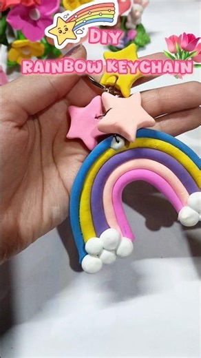 Diy Rainbow keychain 🌈| How to rainbow keychain #diy #clay #keychain #trending