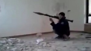ISIS fighter's rocket launcher blows up as he tries to fire it