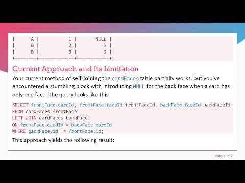 Mastering SQL: Self Joins for Distinct Front Facing Cards in MySQL