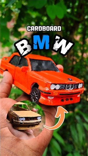 Making a BMW from Cardboard🚗✨ #bmw #cardboardcraft #miniature #minicar #shorts #painting #car