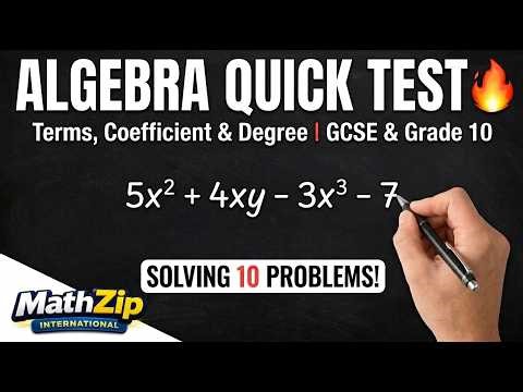 Algebra Quick Test 🔥 | 10 Questions (Terms, Coefficient & Degree) | GCSE & Grade 10