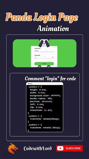 Panda Login Page Animation 🐼 | HTML CSS Login UI Design | Cute Interactive Form Tutorial