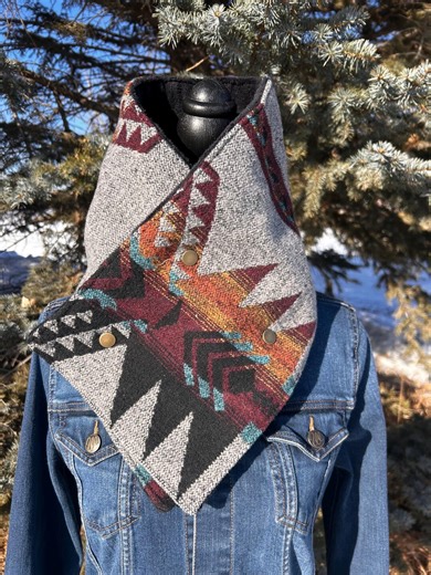 Western Wool Cowl Neck Warmer - Cowboy Bandana Scarf - Etsy