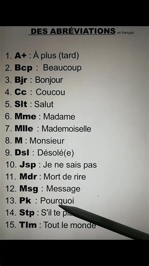 1.2M views · 20K reactions | 15 abréviations in French |Learn and speak French with us  #learnfrenchdaily #apprendrelefrançais #frenchlesson | OuiTeach & French Becomes Easy | Facebook
