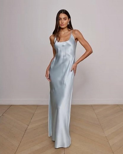 Stunning silk smooth satin slip dress
