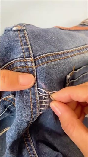 Fix Ripped Jeans Bottom in Minutes | Beginner Friendly DIY"#diy #versatilesewin #handstitching #hack