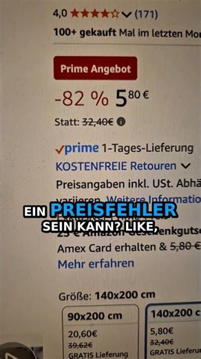 Preisfehler geprüft: Decke