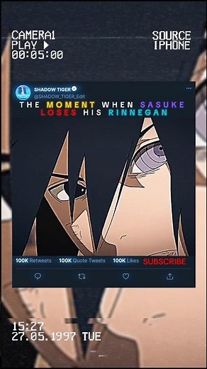 Sasuke Loses His Rinnegan 💔....