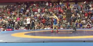 #MidnightSnack After David Taylor lost match 3 in the World Team Trials finals Cael Sanderson threw the challenge brick and a towel at the official before tossing a chair onto the stage. | FloWrestling