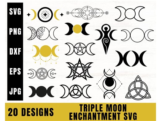 Triple Moon Goddess SVG Bundle, Celestial Wiccan Designs (digital Download) - Etsy