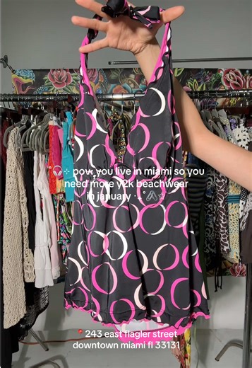 It’s always summer in Miami 🌞🌺 Come check out our Y2K selection of sunwear at 243 East Flagler Street Downtown Miami Fl 33131 #y2k #vintagestore #miami