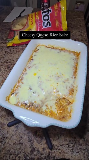 Cheesy Queso Rice Bake with Ground Beef