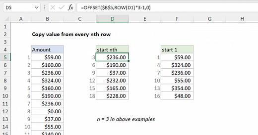 Copy value from every nth row