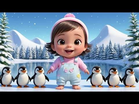 Nine Little Penguins Sliding on Ice | Fun Counting Song | Educational Kids Nursery Rhyme