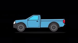 Blue Pick Up Truck Animation - Transparent Video
