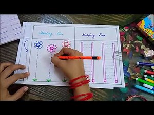 Activity Worksheet of Slanting line, Sleeping line, Curve line and Standing line for kids in Hindi