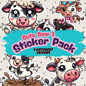Digital Cute Cow Sticker Sheet, Cute Printable Digital Stickers for Planners, Journals, Scrapbooks & Crafts, Cow Clip Art - Etsy Canada