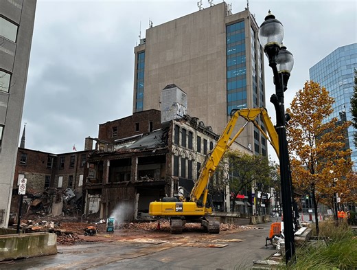 What remains of buildings in Hamilton's Gore Park demolished after collapse