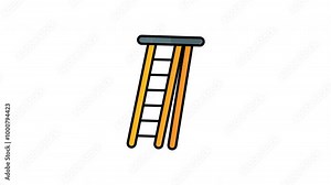 Wooden ladder animation with six rungs and a top rail. Ideal for DIY, home improvement, construction, or safety concepts in designs