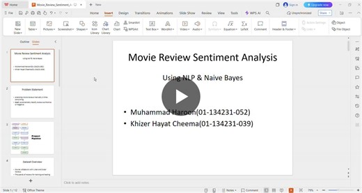 Movie Review Sentiment Analysis! Excited to share my latest semester project: Sentiment Analysis system that classifies movie reviews as Positive or Negative in real time! Built with Python, Naive… | Muhammad Haroon