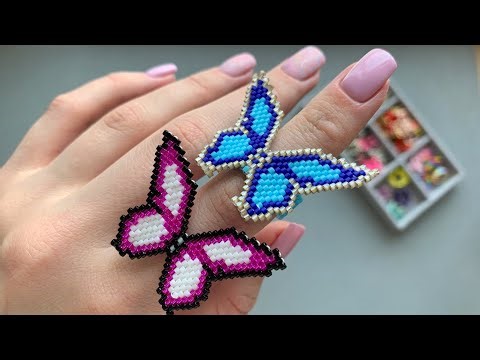 Butterfly beaded ring with brick stitch 🦋