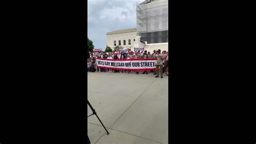 Protesters opposing US Army parade occupy Capitol Hill steps