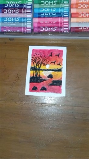 Beautiful Sunset Scenery Drawing 🌅✨ | Easy Oil Pastel Art #Shorts