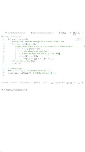 Day 17: Sort list without built-in sort #trending #coding #viral #python