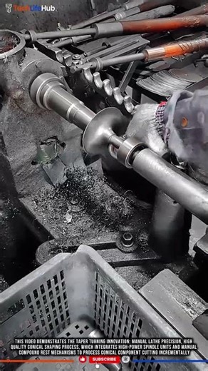 Taper Turning Innovation: Manual Lathe Precision, High-Quality Conical Shaping Process #tech