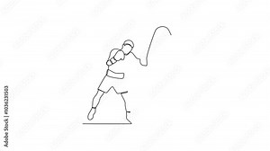 Animated self drawing of Boxing training video illustration. Boxing player illustration in simple continuous linear style concept. Fighting sport design video for education presentation purpose.