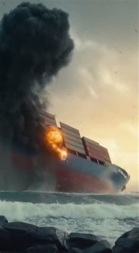 Shocking Moment: Massive Cargo Ship "Steel Flame" Catches Fire and Tips Over