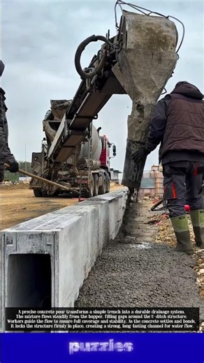Drainage Concrete Pour 👷 Perfect U-Ditch Installation!