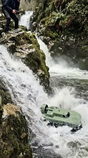 Tiny RC Hovercraft Rides a Waterfall Into the Pool 🚀🌊💥