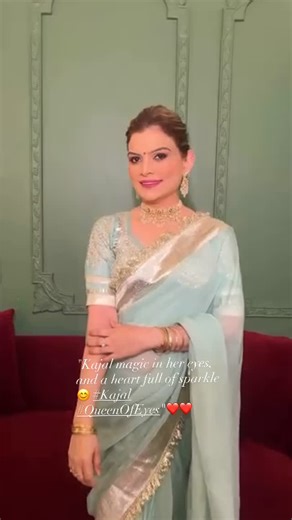 Niranjana Chaturvedi on Instagram: "“Kajal magic in her eyes, heart full of sparkle 😊❤️❤️ Big thanks to @meenakshi_tuteja Ma’am for the gorgeous makeup 🙏🙏 and @houseofbaisa_jaipur for this stunnin’ saree ❤️❤️ #Kajal #QueenOfEyes”"