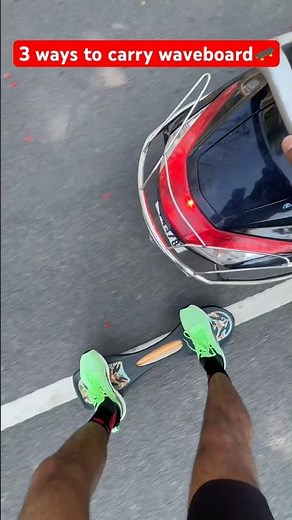 Top 3 ways to carry wave board 🛹 #skating#rollerskating#learnskating #waveboard #shorts