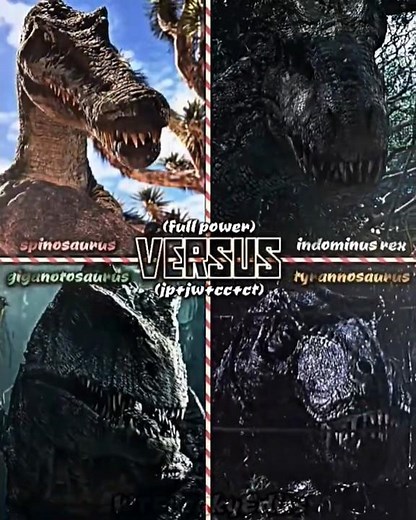 spinosaurus vs indominus rex vs giganotosaurus vs rexy #shorts #edit #wisedit #jurassicworld #vs