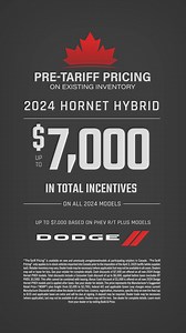 26K views · 29 reactions | Up to $7,000 in Total Incentives on the 2024 Dodge Hornet Plug-in Hybrid Electric R/T Plus. Limited time offer. | Dodge Canada | Facebook