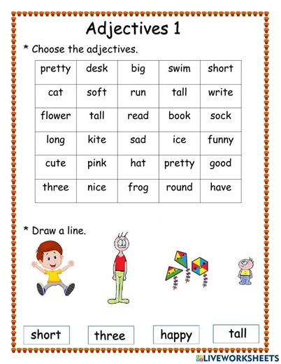 Adjective online exercise for Grade1